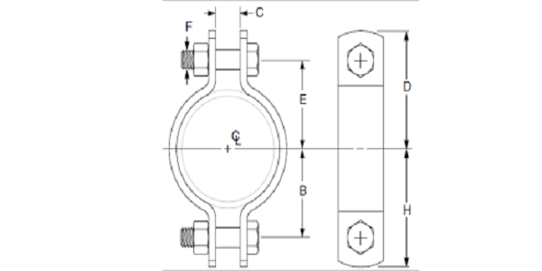 Two Bolt Pipe Clamp-dimension